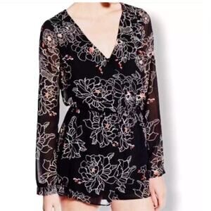 Astr Black Floral Jumpsuit